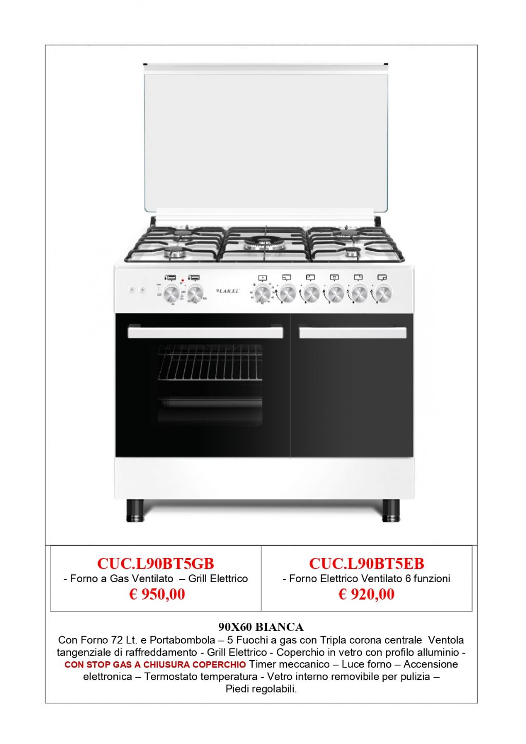 CUCINA LAREL L90BT5GB / L60BT5EB P.BOMBOLA